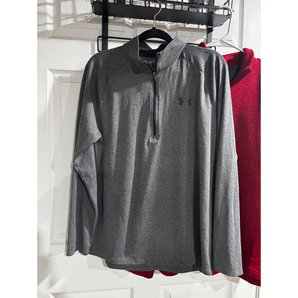 Under Armour & Wrangler Mens Quarter Zip Pullover Bundle Gray Red Medium 2pc